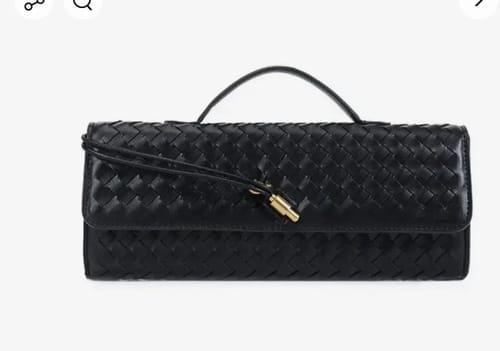 Customer photo review of Tori Black Faux Leather Woven Clutch