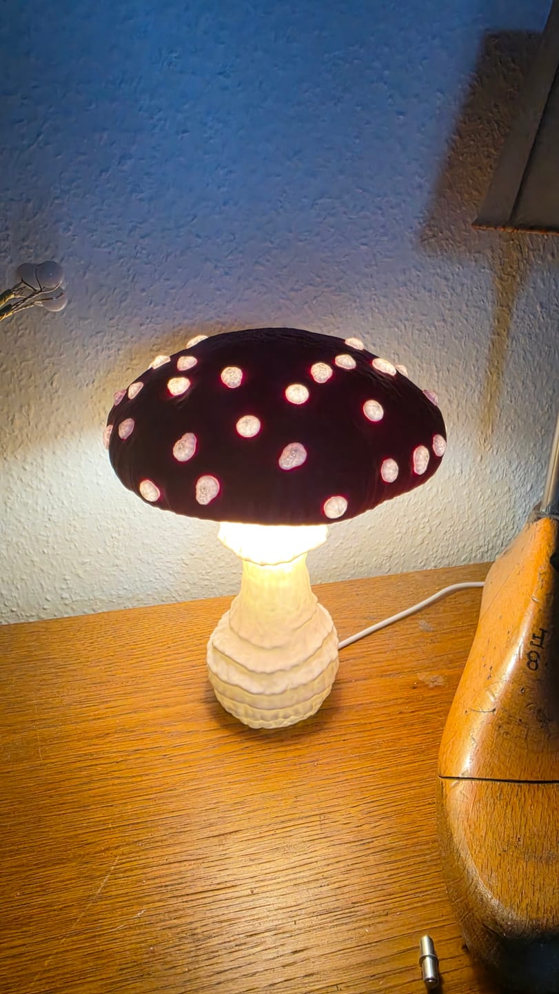 Customer photo review of Pilzlampe Fliegenpilz – Handgefertigte LED-Tischlampe aus Heidelberg