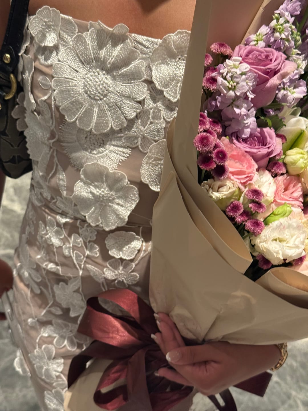 Customer photo review of Helena Strapless Midi Dress