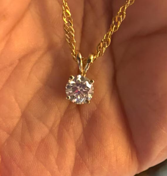 Customer photo review of Lab Grown Diamond Solitaire Pendant 14K Gold Diamond Necklace IGI Certified 4 Prong Dainty Minimalist Pendant Perfect Gift