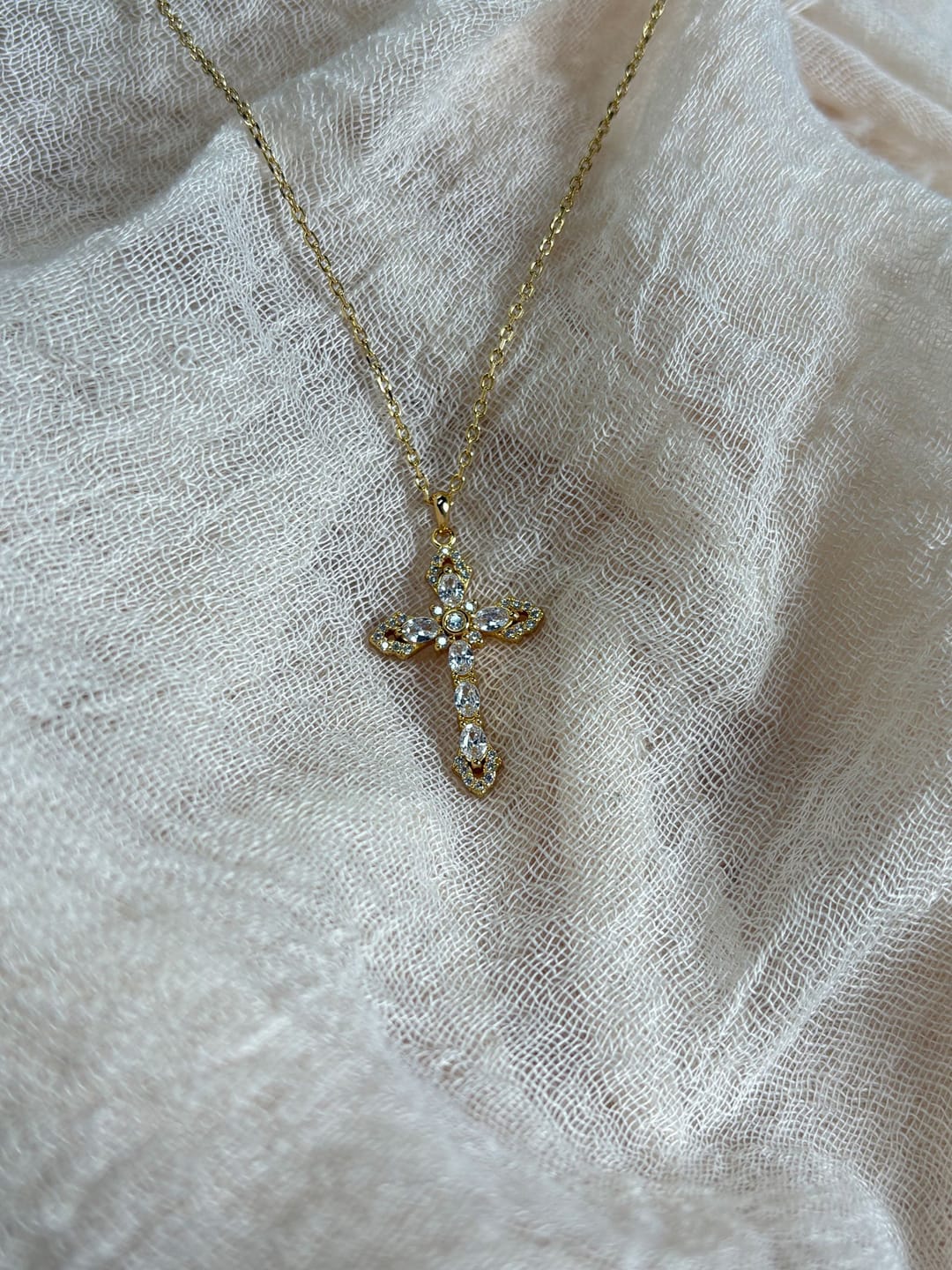 Customer photo review of Helena Cross Pendant Necklace