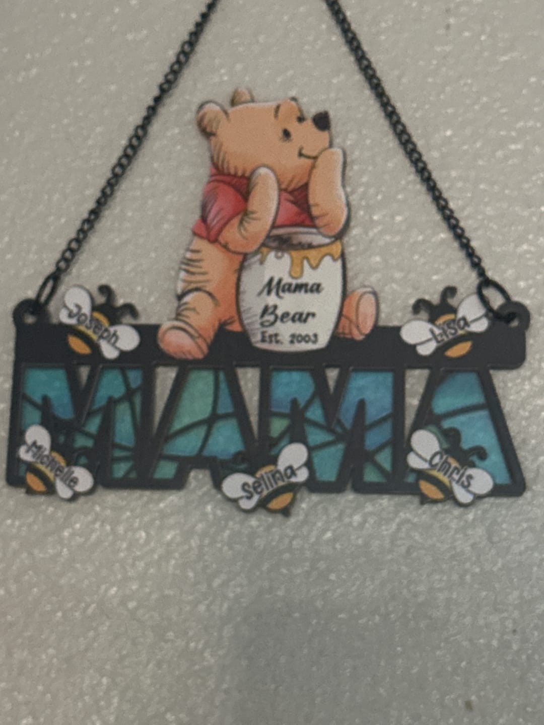 Customer photo review of Mama Honey Bear Winnie The Pooh - Personalized Gift For Mom Hanging Suncatcher Ornament