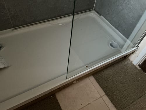 Customer photo review of SDG Durestone Rectangular Shower Trays with Riser Kit - Corner Waste