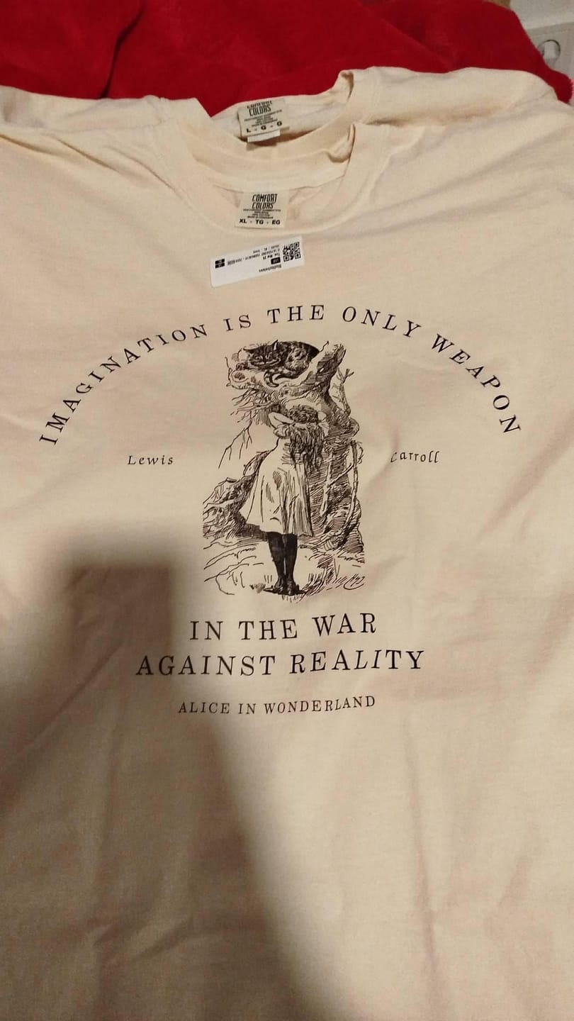 Customer photo review of Alice's Adventures in Wonderland Shirt | Soft 100% Cotton Tee