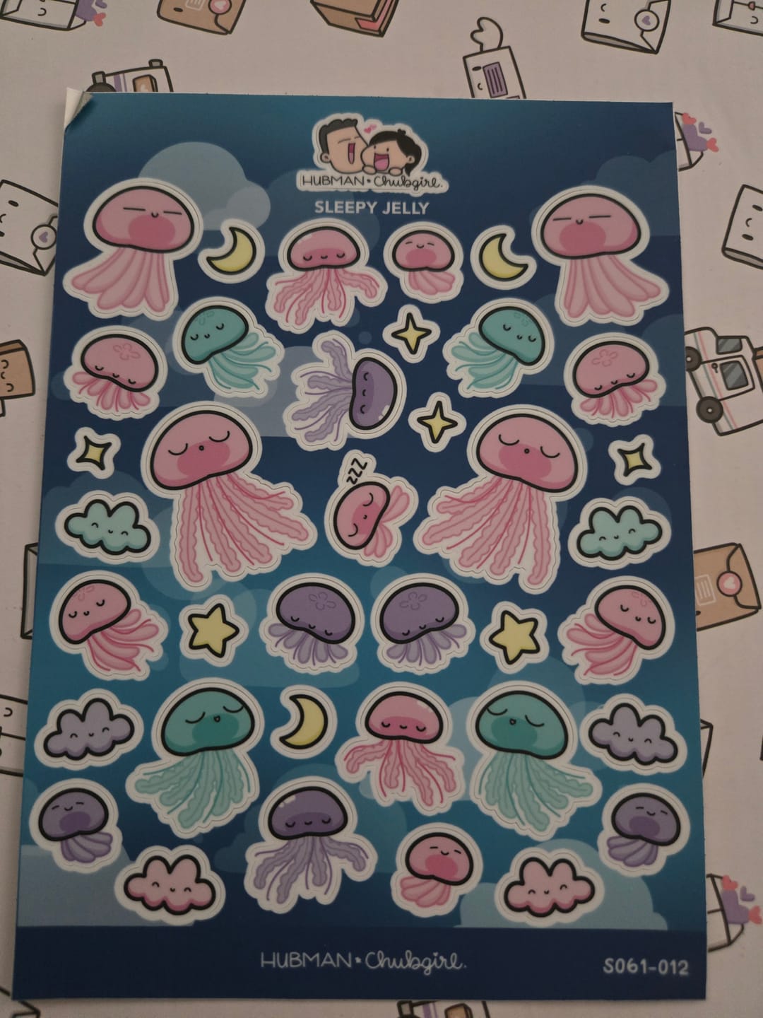 Customer photo review of Sleepy Jelly Sticker Sheet