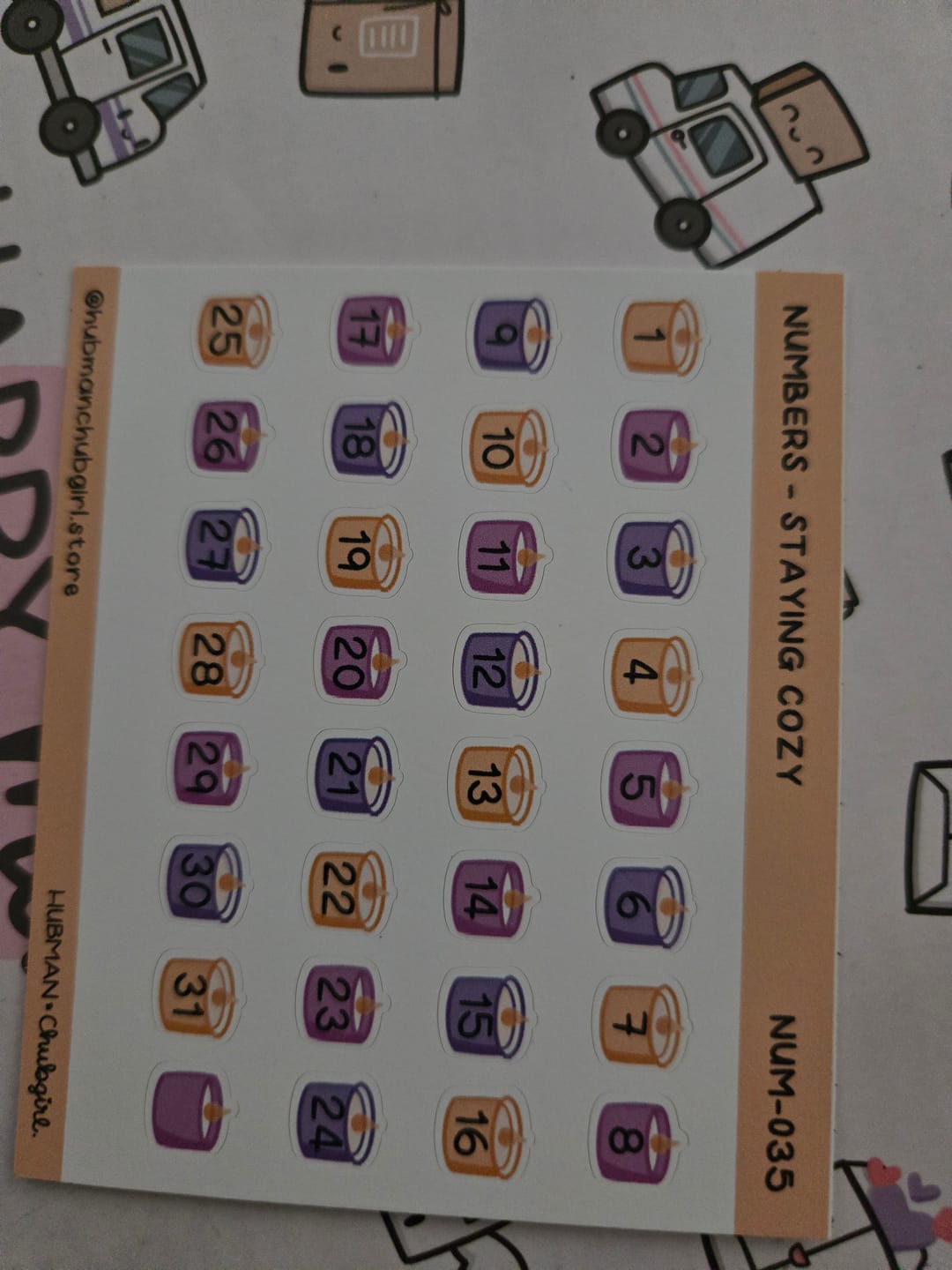 Customer photo review of Numbers - Staying Cozy Planner Stickers