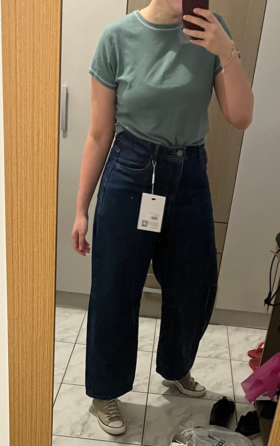 Customer photo review of Calça Jeans Balloon Baobá Azul Escuro