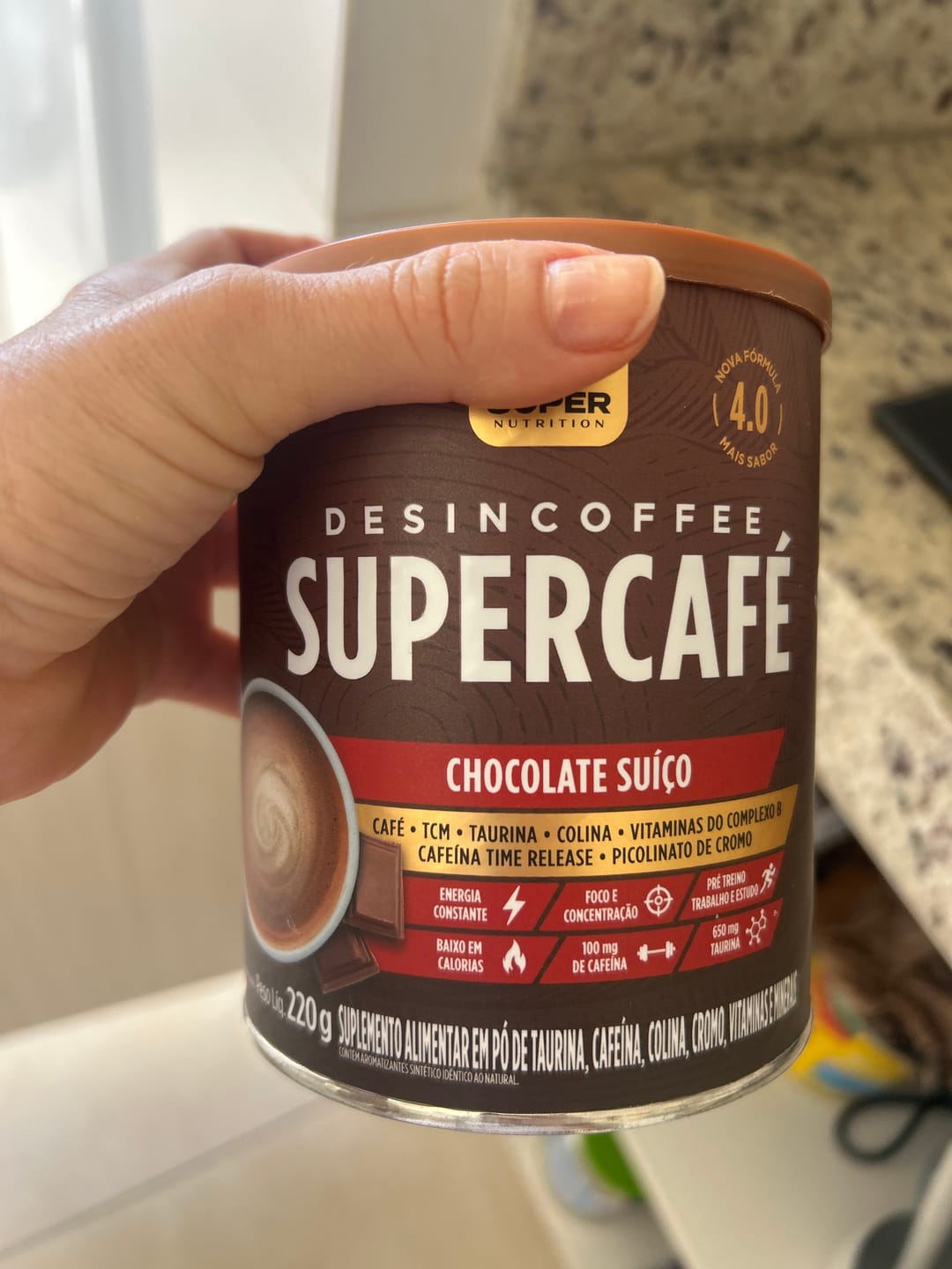 Customer photo review of Kit Core: Caramelo Creatina, Supercafé Choc Suíço e Desinchá