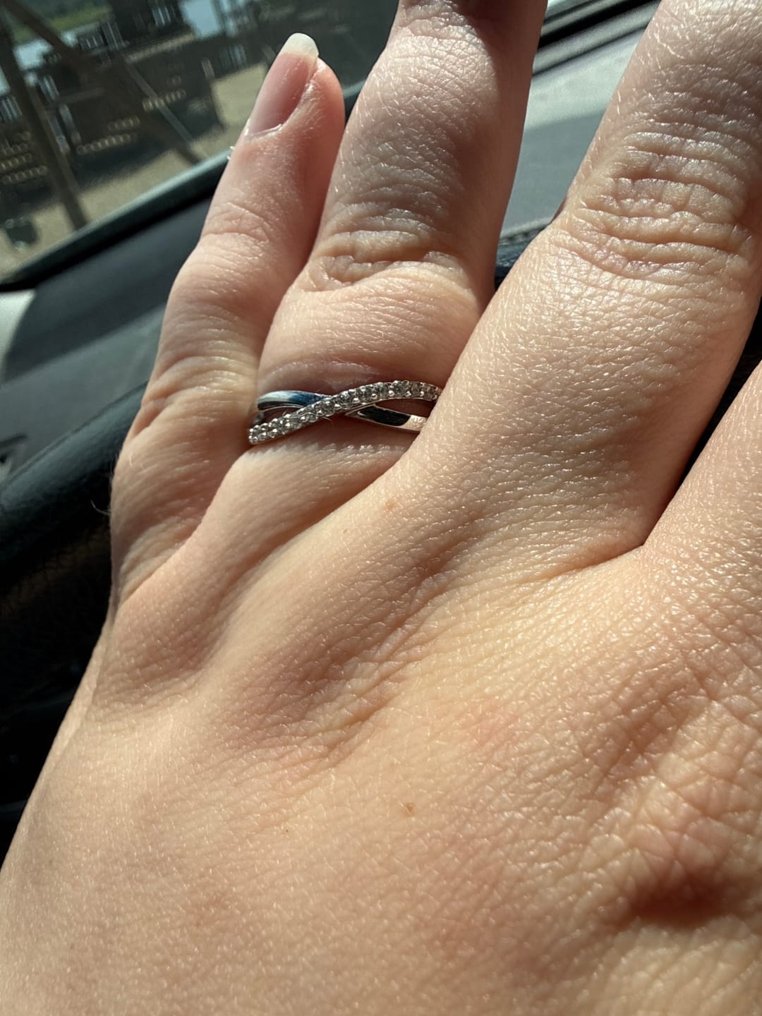Customer photo review of Infinity Criss Cross CZ Ring in Sterling Silver