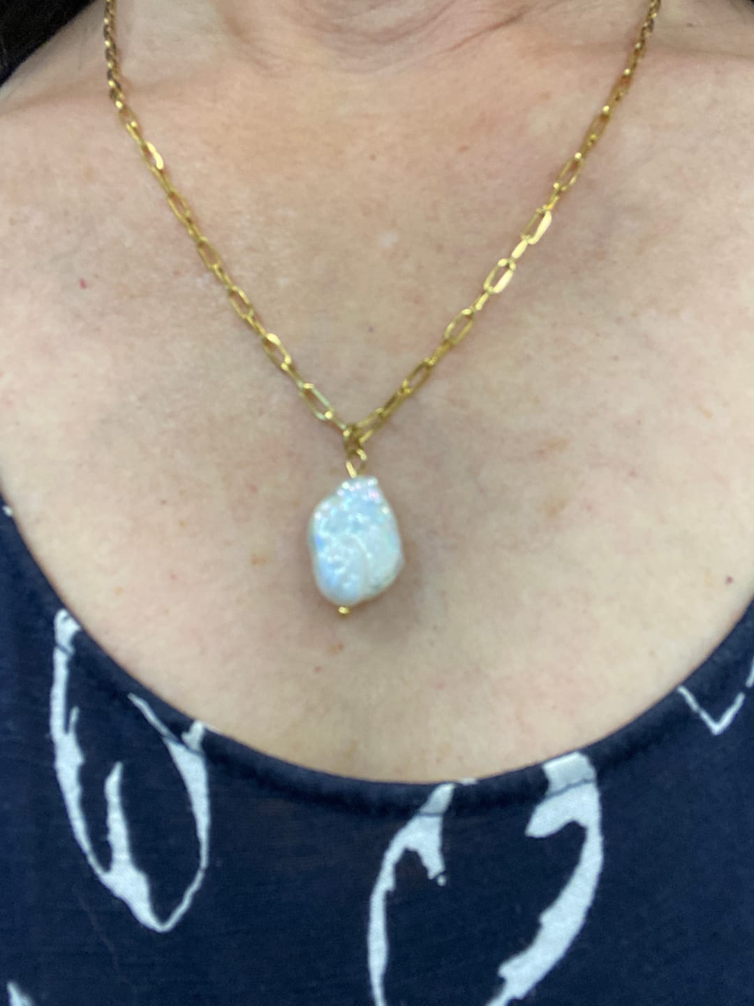 Customer photo review of Hanalei Pearl Coin Paperclip Necklace (Bundle)