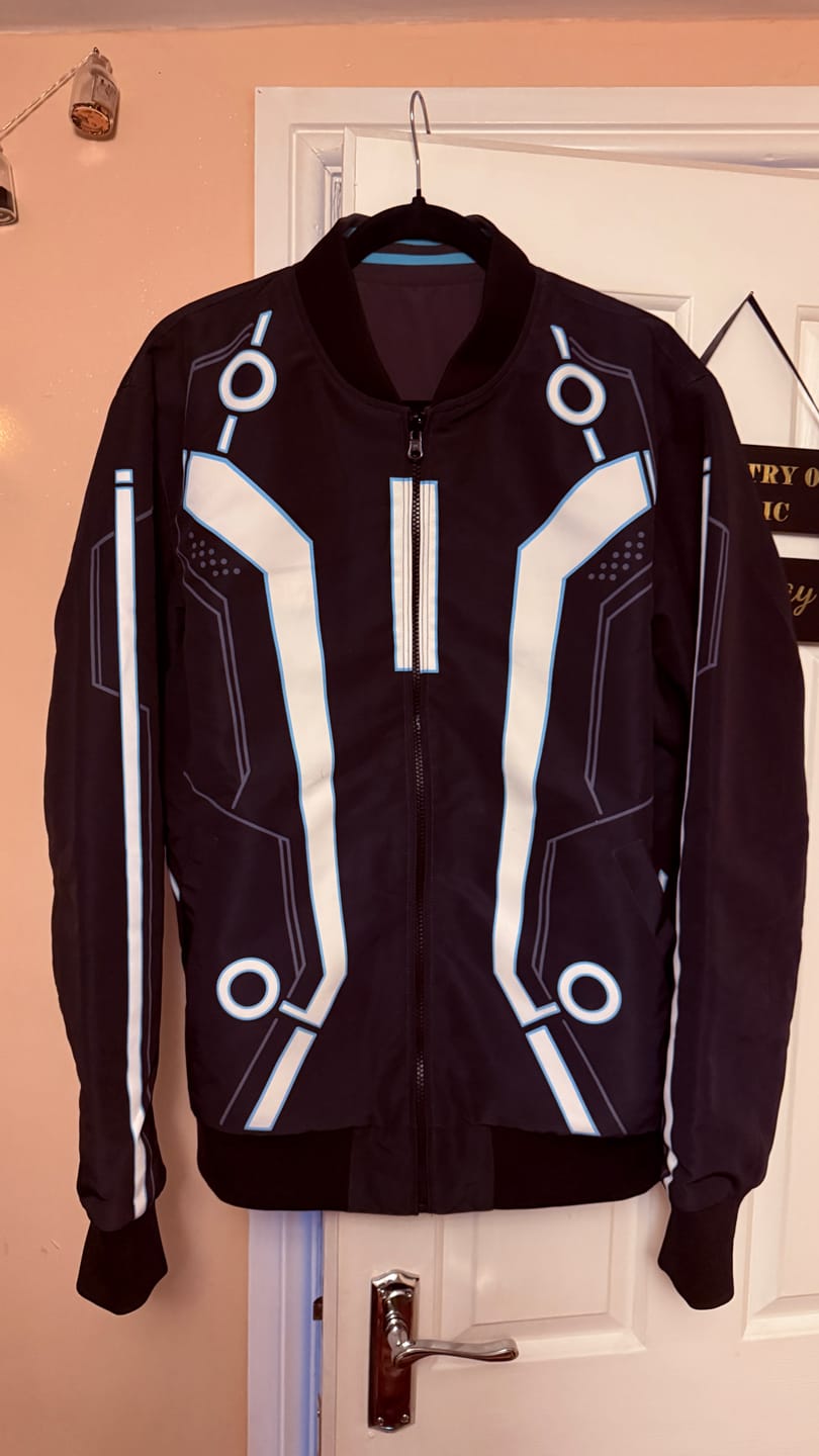 Customer photo review of Disney's Tron Legacy "Light Suit" – Reversible Bomber Jacket