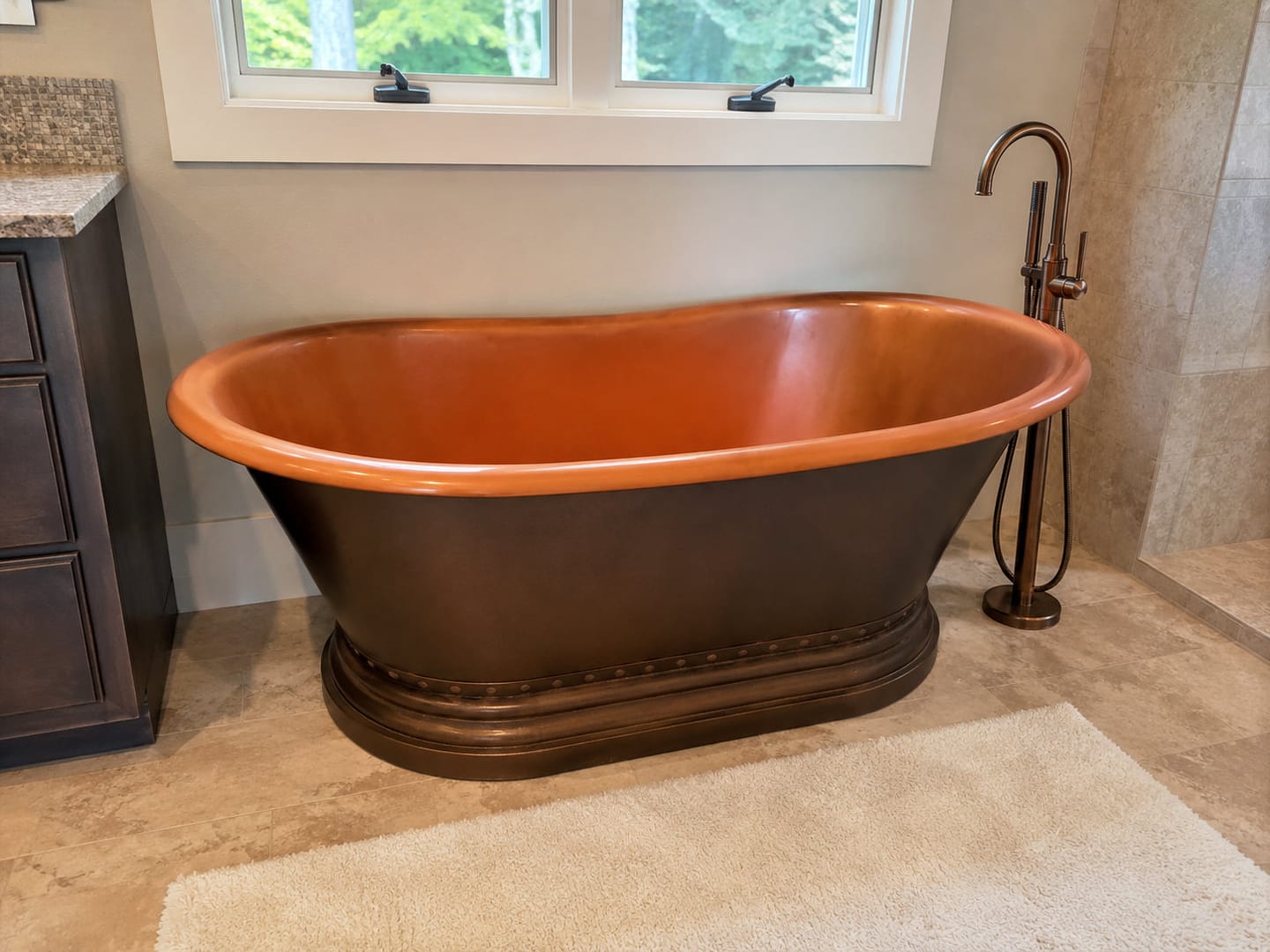 Customer photo review of Elite Double‑Slipper Natural Patina Copper Freestanding Bathtub ET-C-DS29