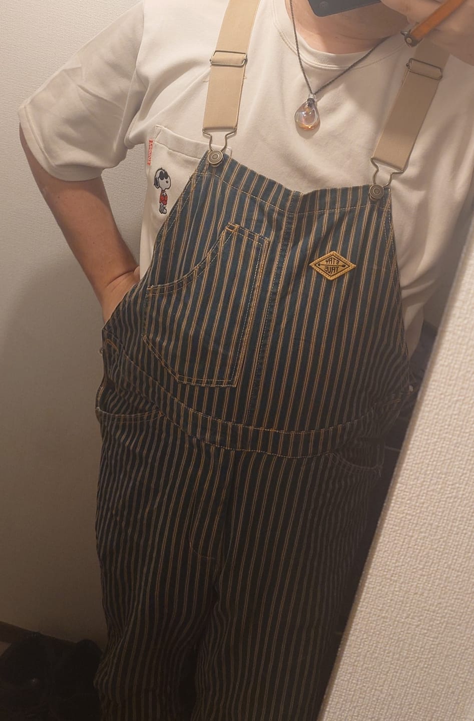 Customer photo review of 「STAY TRUE」刺繍ワッペン　ツートンストライプ柄オーバーオール