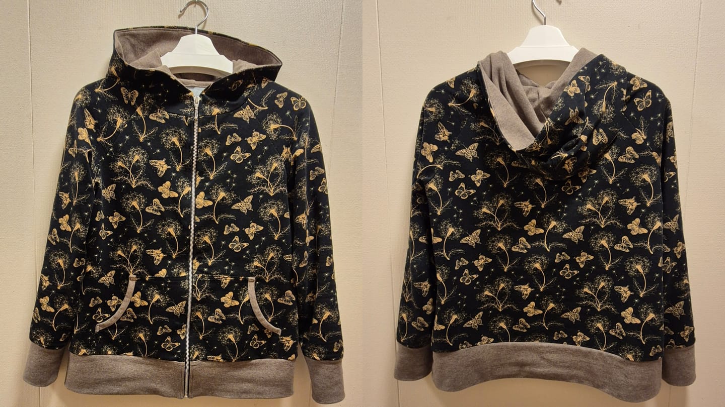 Customer photo review of Gold Butterfly Floral French Terry Fabric