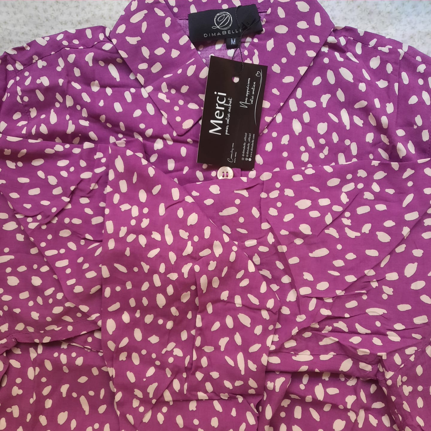 Customer photo review of Chemise violet & blanc