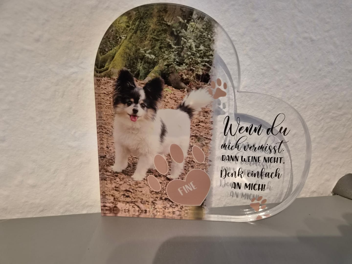 Customer photo review of Personalisiertes Glasherz - Wenn du mich vermisst