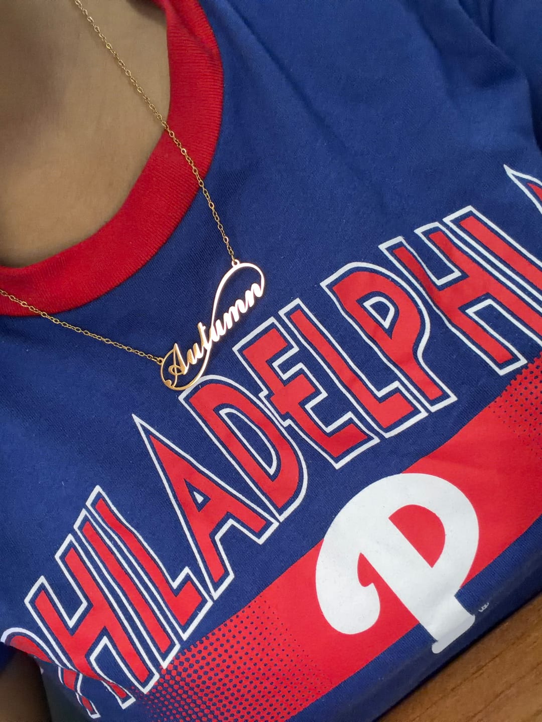 Customer photo review of Infinity Name Necklace