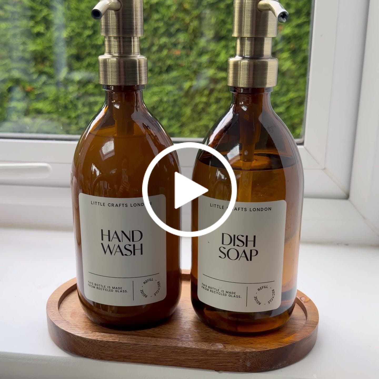 Customer video review of Set of 2 Amber Glass Bottle 500 ML with Metal Pump & Small Tray