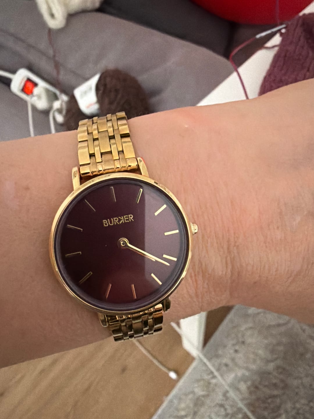 Customer photo review of Ruby Petite Gold Burgundy