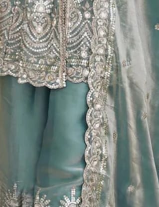 Customer photo review of Sky Blue Fandy Silk Embroidered Sharara Set