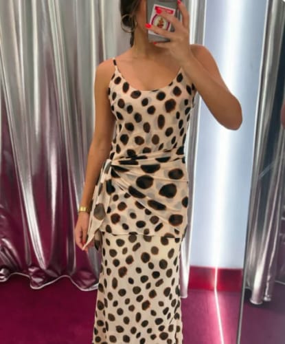 Customer photo review of Natasha Printed Slip Dress with Detachable Scarf