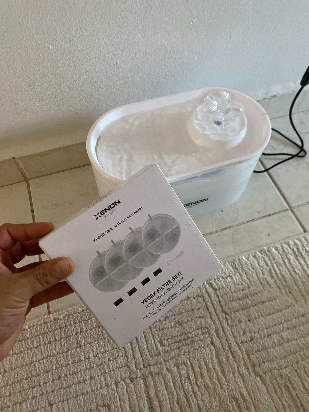 Customer photo review of Kedi Su Pınarı Filtresi (X8650 Uyumlu) | 4'lü Set, Fırça ve Süngerli Yedek Parça (X8780)