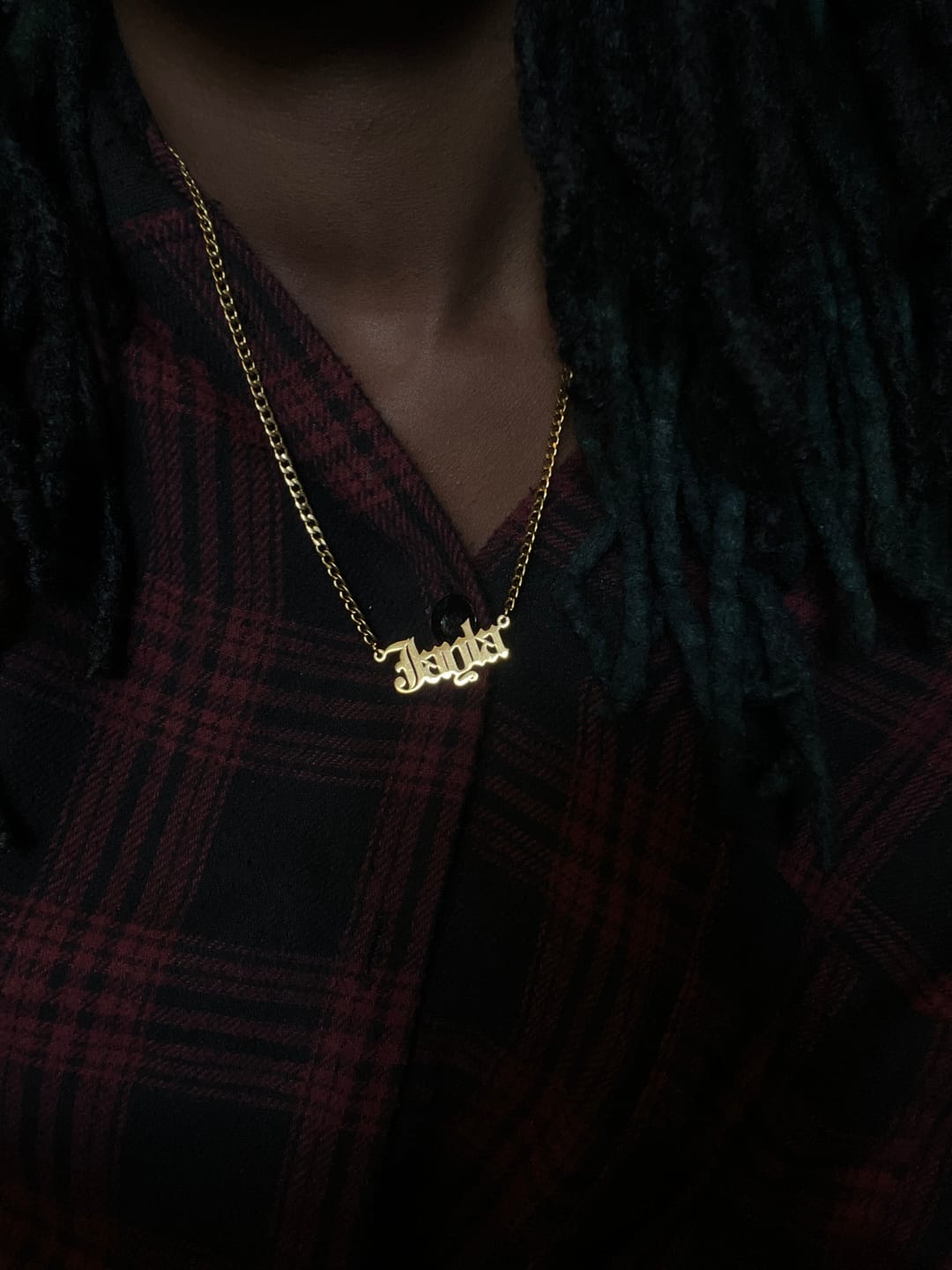 Customer photo review of Gothic Name Necklace w/ Cuban Chain