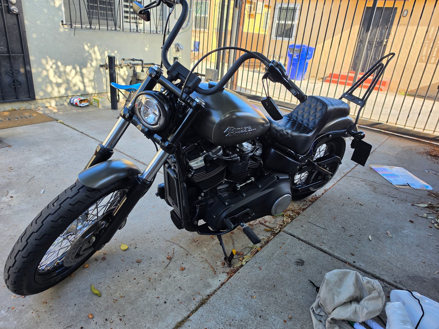 Customer photo review of Iron Born Diamond Stitch 2-Up Seat for Harley Softail Street Bob FXBB/S