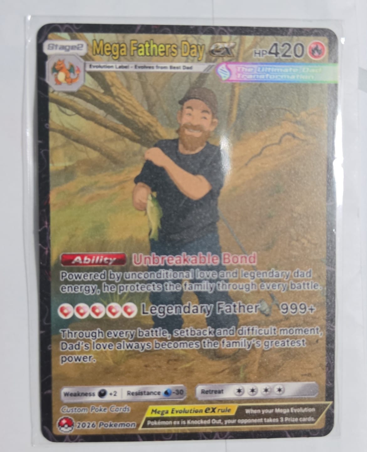 Customer photo review of Happy Mega Father's Day Custom Pokémon Card - Comic Anime Style Personalized Pokémon Card for Dad - Perfect Gift for Dad - CPC-113
