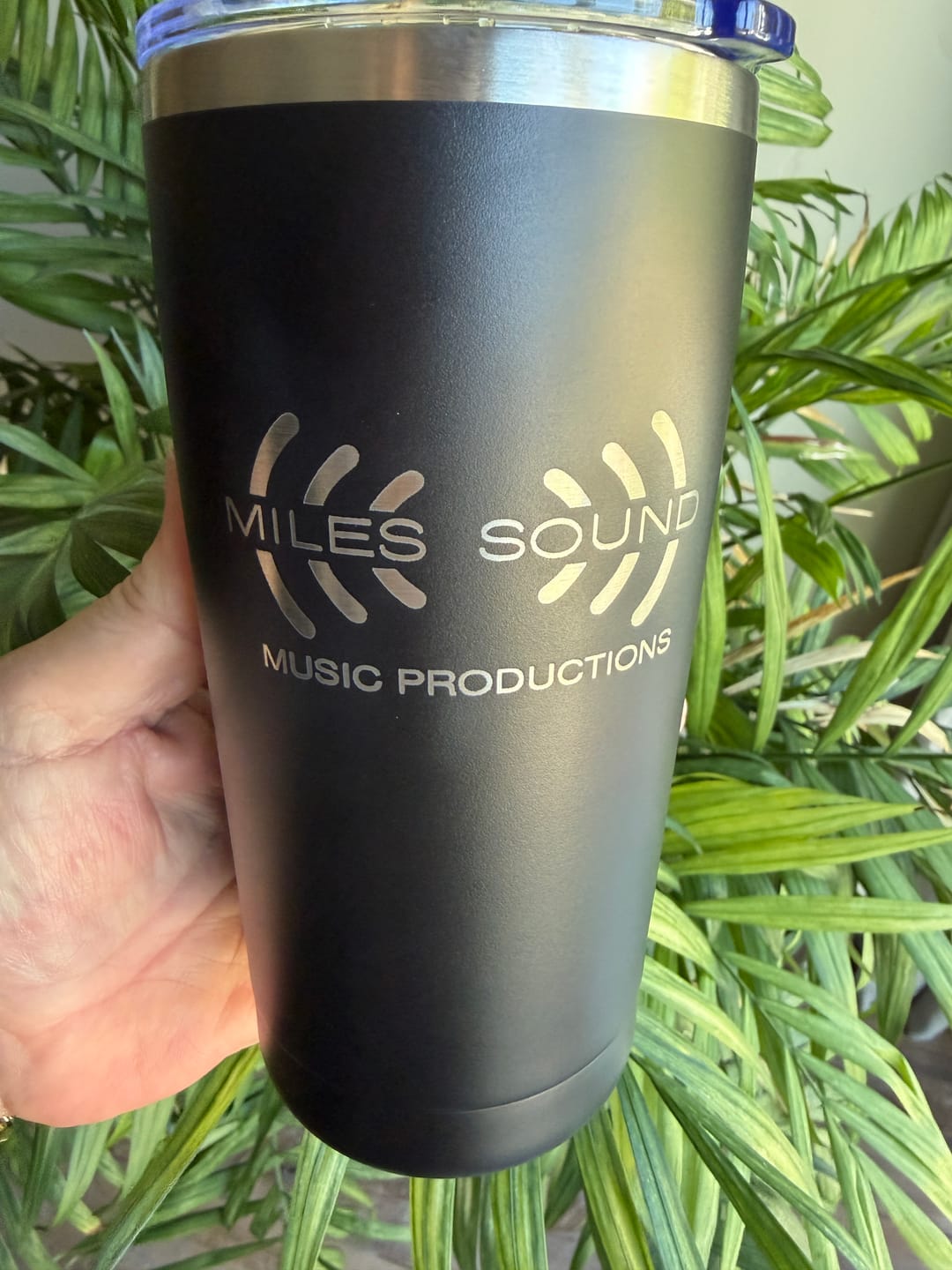 Customer photo review of $5 Sample - Custom 20 oz Tumbler with your Business Logo Engraved - Great Test Before Bulk Volume Order!