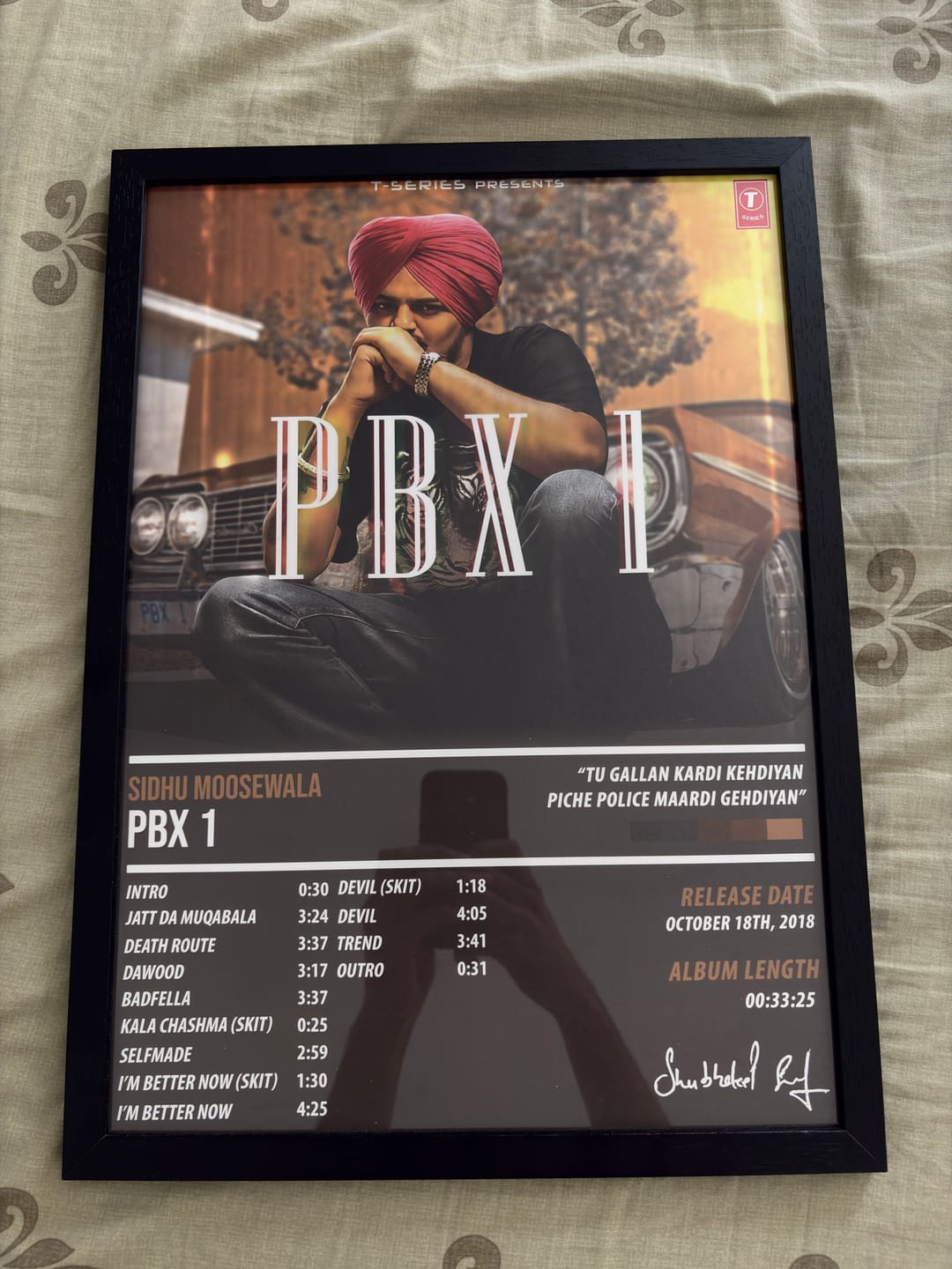 Customer photo review of Sidhu Moosewala - PBX 1 | ALBUM POSTER