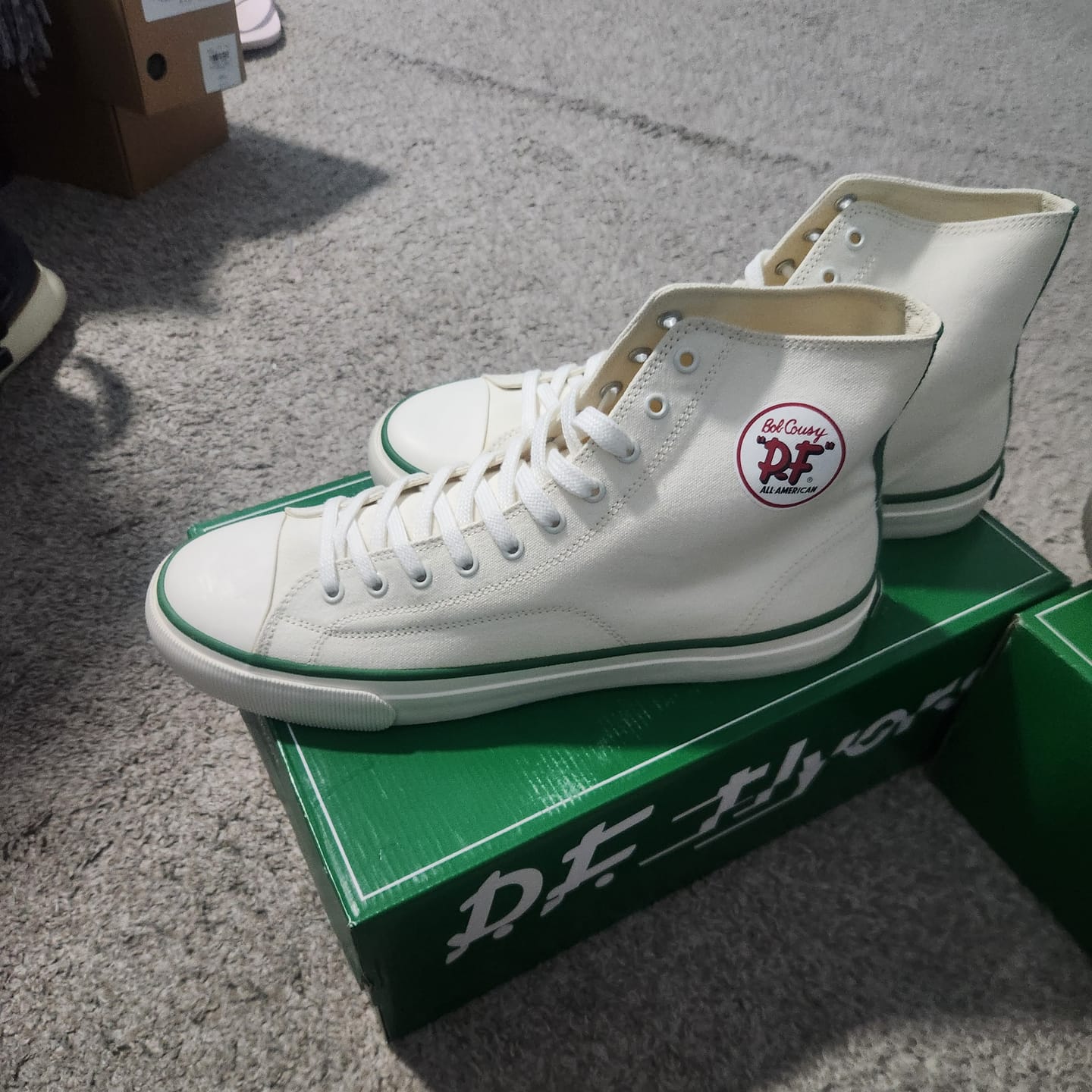Customer photo review of All-American Bob Cousy High-Top Off-White/Green