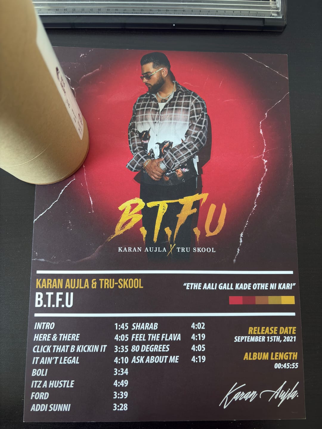 Customer photo review of Karan Aujla & Tru-Skool - BTFU | ALBUM POSTER