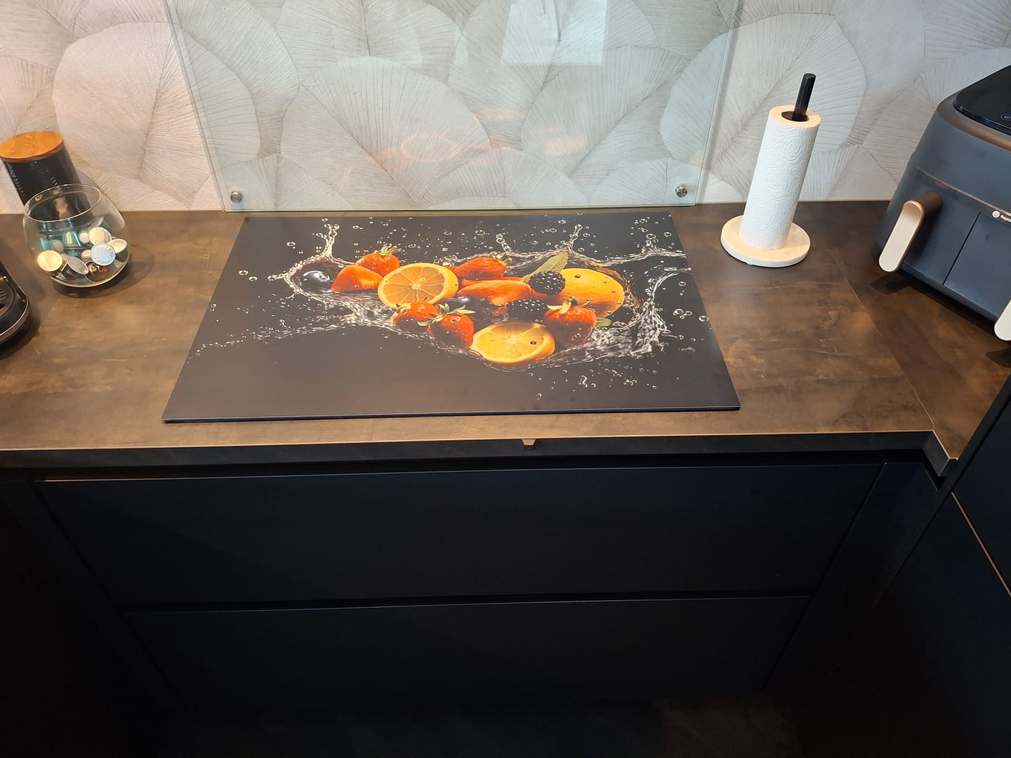 Customer photo review of Inductiebeschermer - Splash - Diverse fruitsoorten - Zwart
