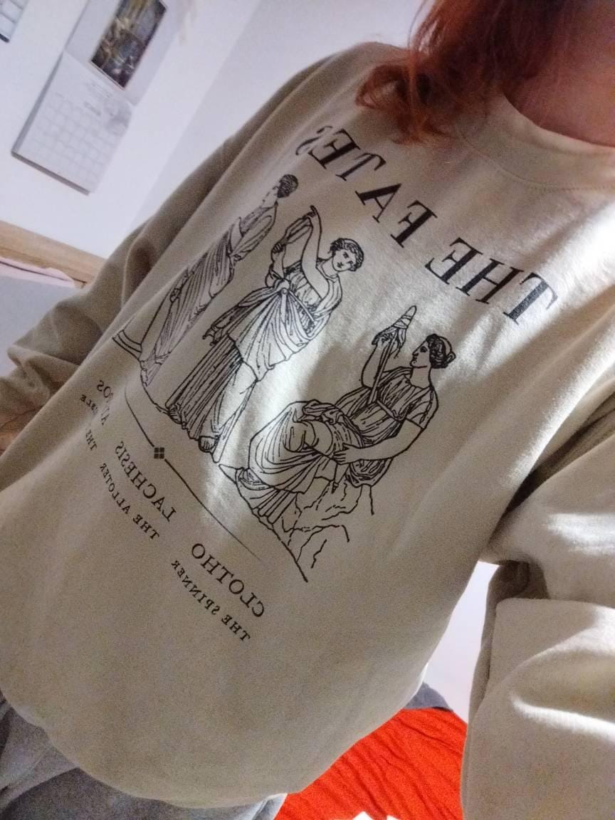 Customer photo review of Fates Greek Myth Sweatshirt | Dark Academia Cotton Blend Crewneck