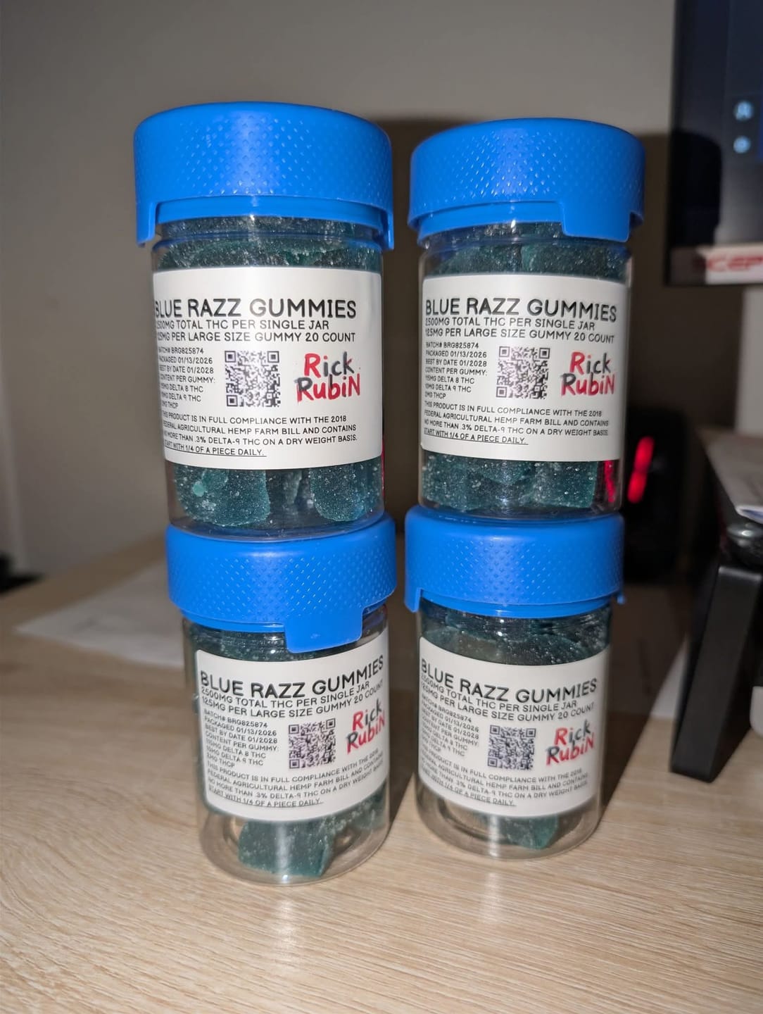 Customer photo review of Blue Razz THC Gummies D8 D9 THCP 5000mg 40 Ct
