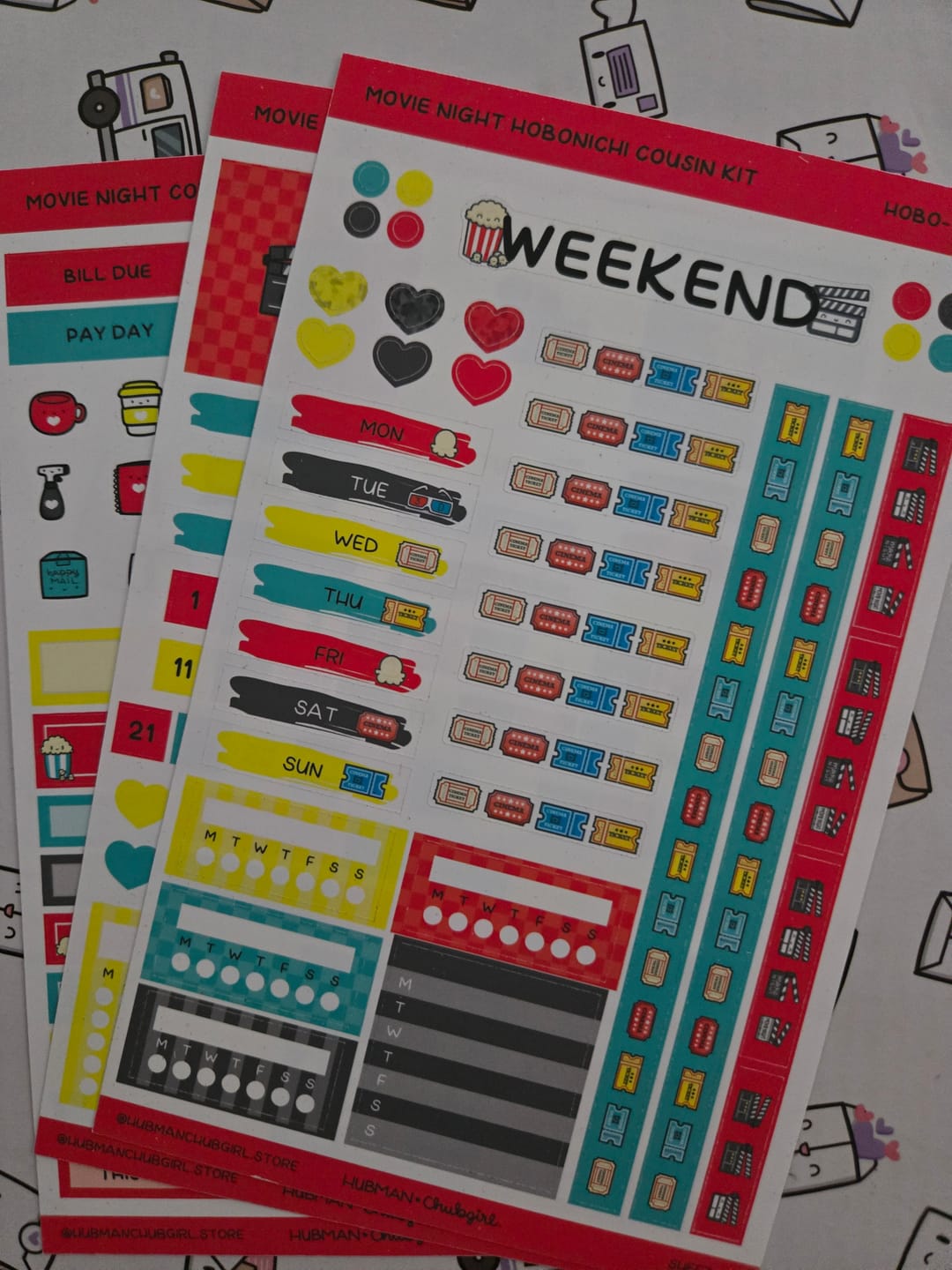 Customer photo review of Movie Night Theme Hobonichi Cousin Weekly Kit (Set of 3)