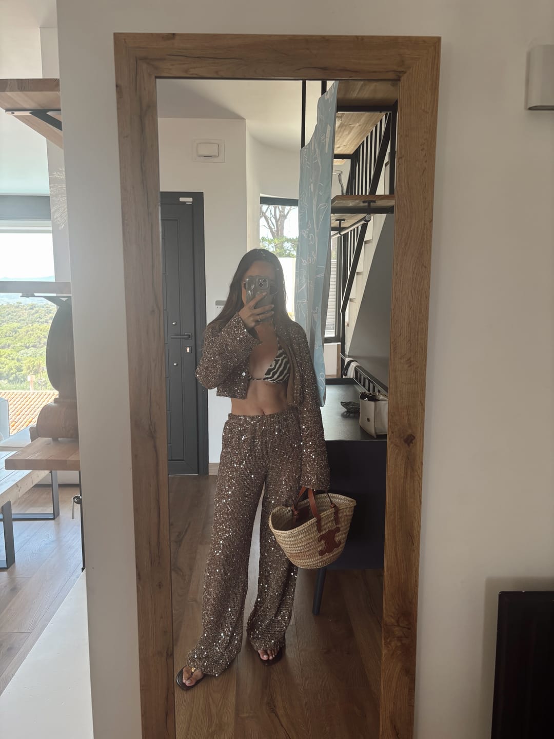 Customer photo review of INEZ Sequin Pants - Mocha