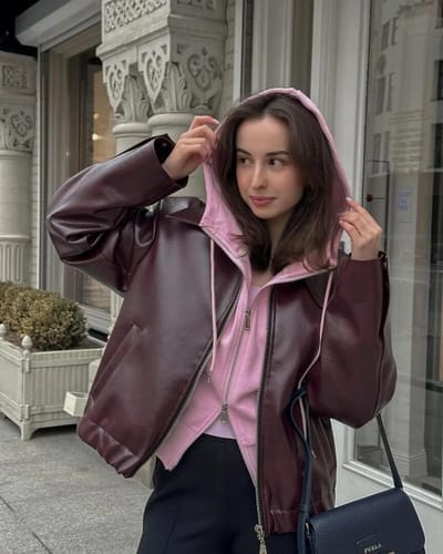 Customer photo review of Cherry Bomb Leather Jacket