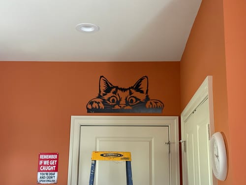 Customer photo review of Peeking Cat - Metal Wall Art