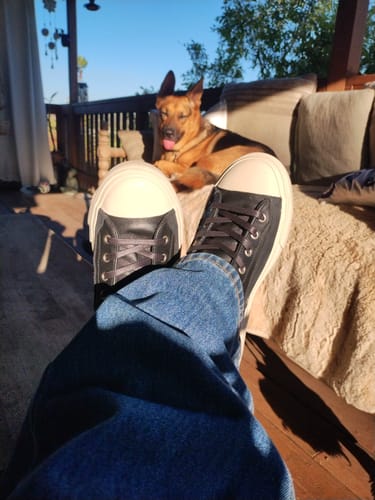 Customer photo review of All-American Luxe High-Top Black/Sea Salt