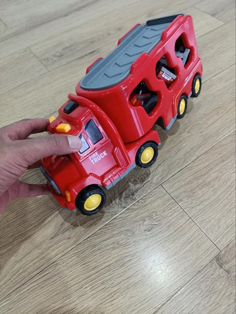 Customer photo review of Spielzeug LKW mit Licht und Sound | Transporter Set 4 Mini Autos Kinder