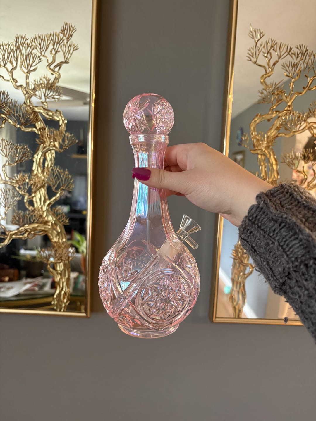 Customer photo review of DECANTER BONG - PINK IRIDESCENT