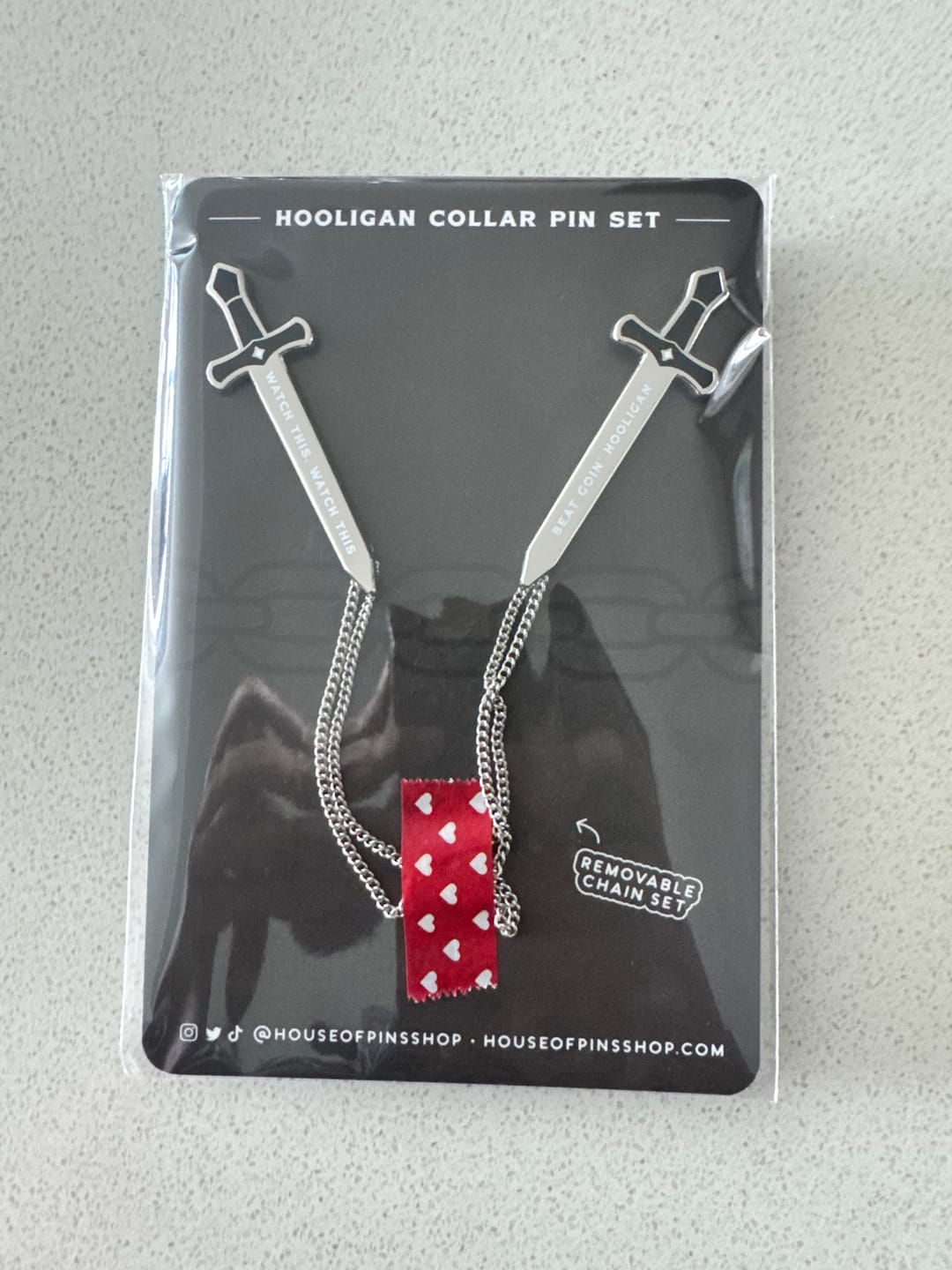 Customer photo review of [PREORDER] Hooligan Sword Pin Set (Removable Chains)