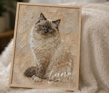 Customer photo review of Personalized Modern Painting Texture Style Pet Photo Canvas Prints with Name Warm Minimalist Home Decor Ship from USA Birthday Gift for Pet Lovers
