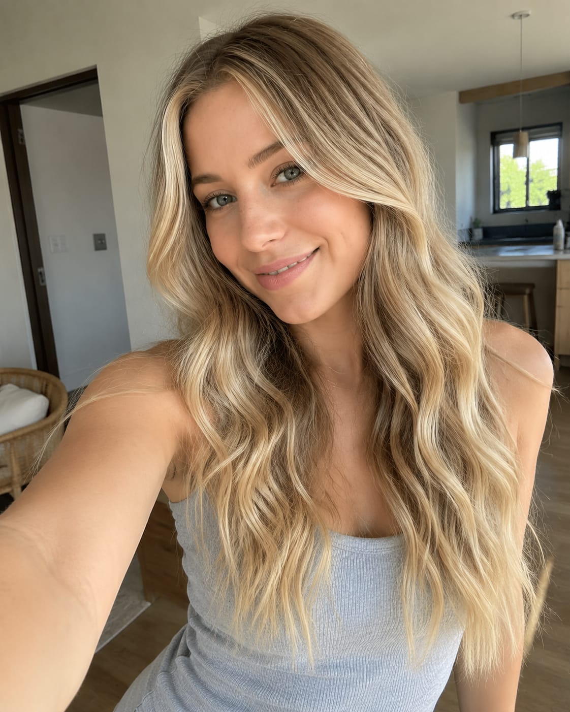 Customer photo review of [Pre Order] 6x6 Inches Virgin Human Hair Toppers Fishnet Base Ombre Blonde #8C/60