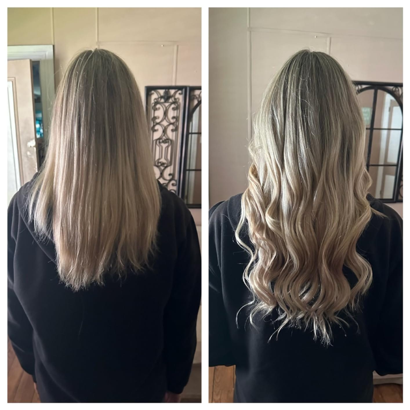 Customer photo review of K Tip Pre Bonded Hair Extensions 100% Real Virgin Human Hair Pink Highlights (#P18/613)