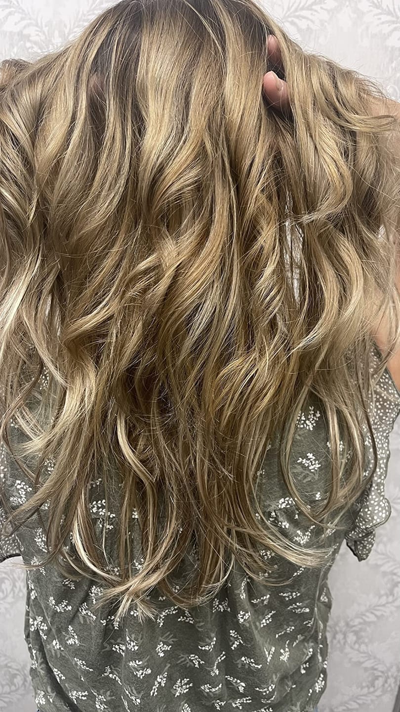 Customer photo review of 6x7 Inches Virgin Human Hair Toppers Mono Base Balayage Blonde #2/6/18