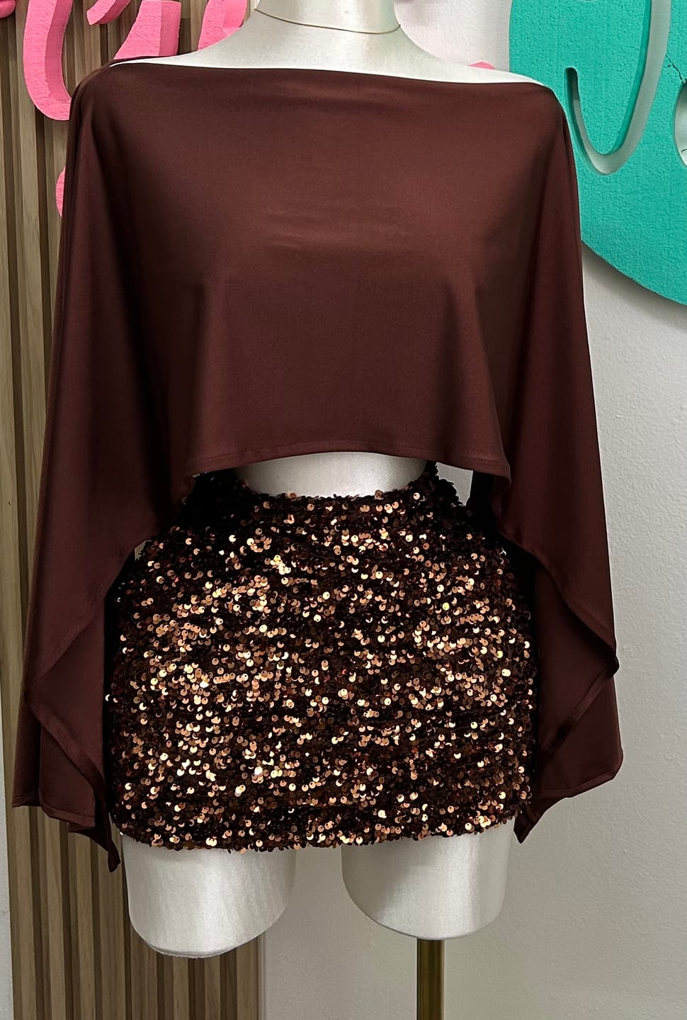Customer photo review of Chocolate Brown Sequin on Velvet