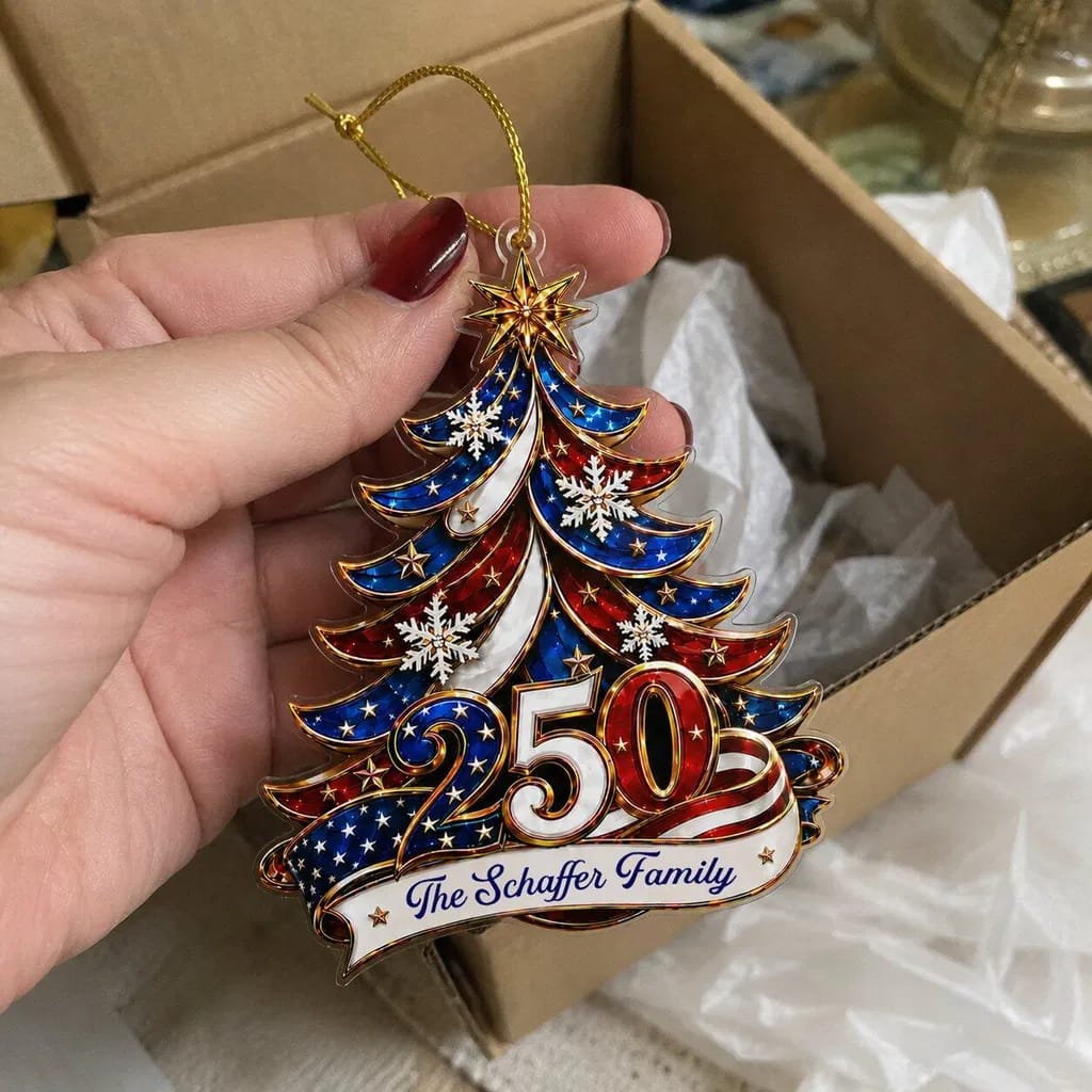 Customer photo review of Patriotic Family - Personalized Acrylic Ornament